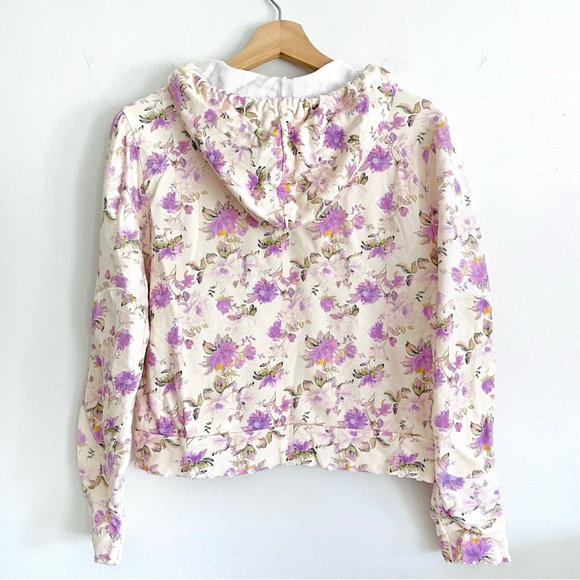 Kirby Distressed Floral-Print Cotton-Jersey Hoodie In Ultra Violet Size Small - Picture 2 of 11